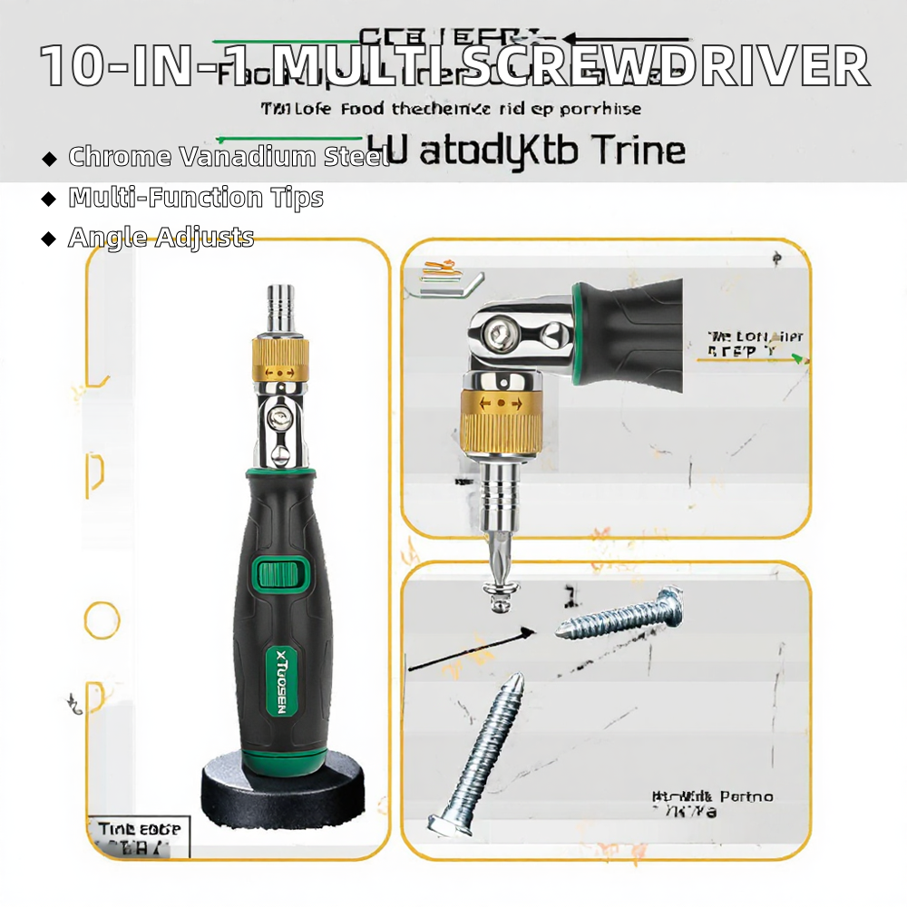 1-in-1 DIY Multipurpose Chrome Finish Screwdriver Set Adjustable Angle Customizable Plastic Telescope Handle Industrial Use OEM image 3