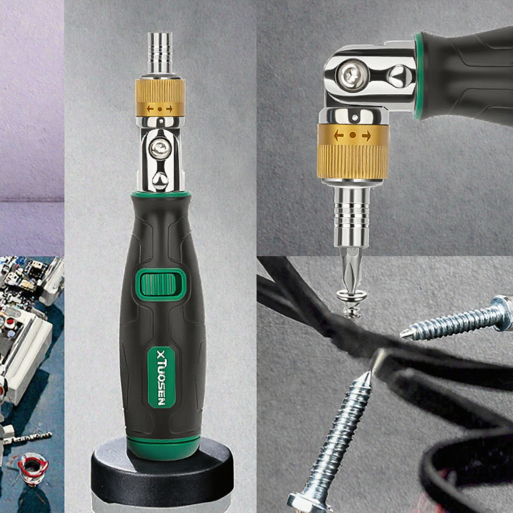 1-in-1 DIY Multipurpose Chrome Finish Screwdriver Set Adjustable Angle Customizable Plastic Telescope Handle Industrial Use OEM image 4