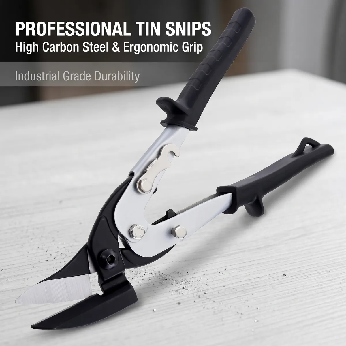 10 Inch Industrial Aviation Shears High-Carbon Steel Serrated Scissors with Safety Lock for Cutting Metal Wires DIY image 4