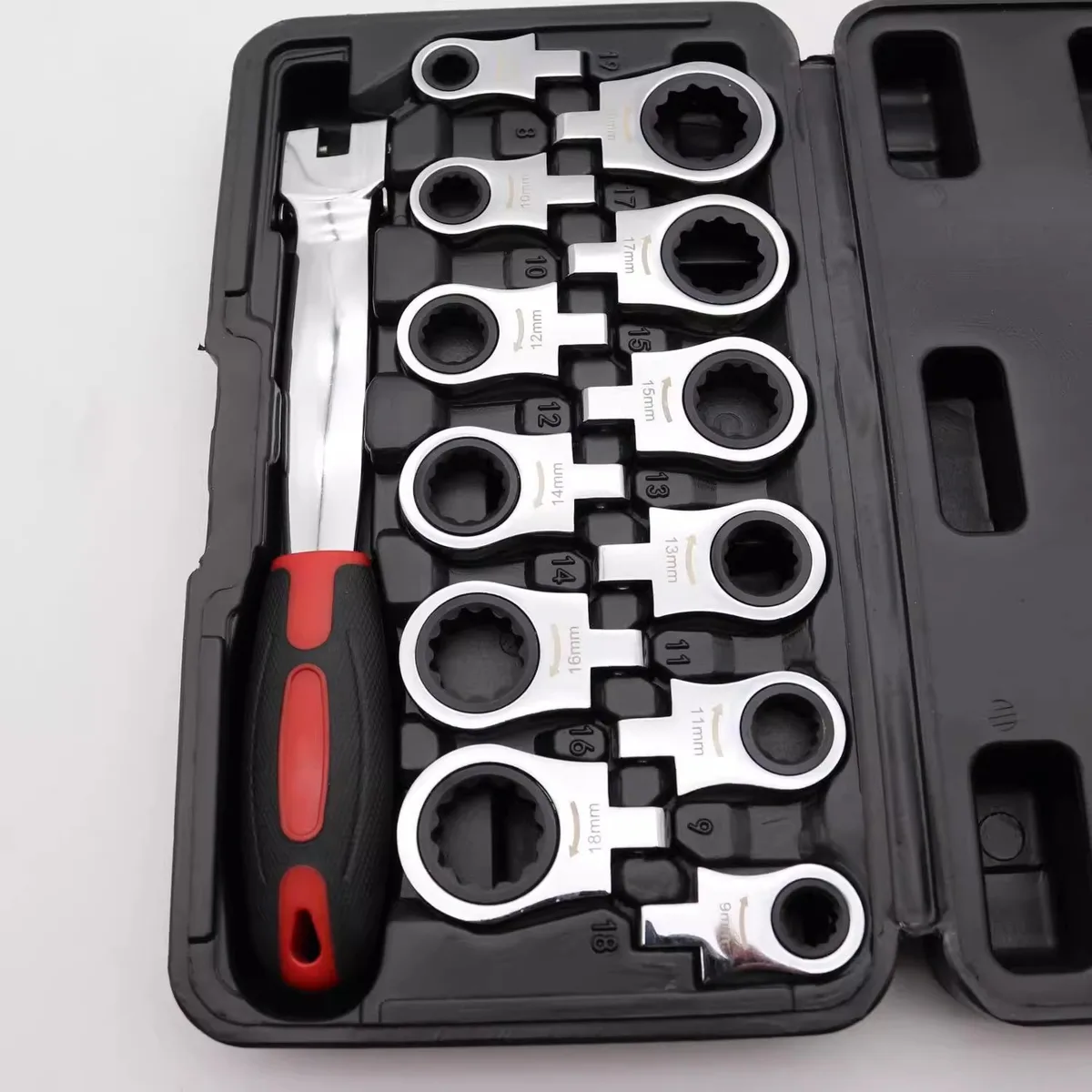 12-piece Chrome-vanadium Steel Plastic Box Replaceable Ratchet Wrench Multi-specification Fast Movable Head Combination Tool image 4
