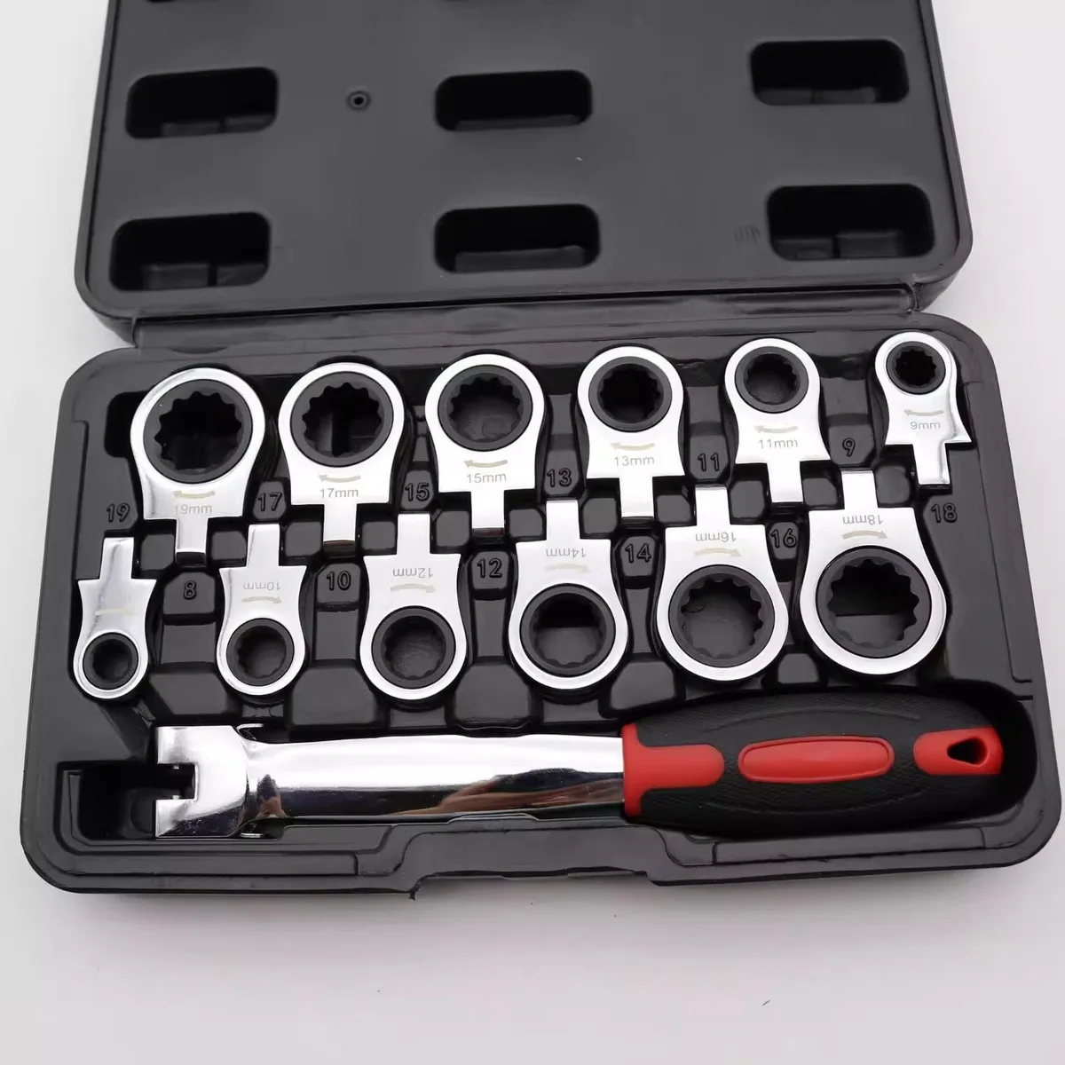 12-piece Chrome-vanadium Steel Plastic Box Replaceable Ratchet Wrench Multi-specification Fast Movable Head Combination Tool image 5