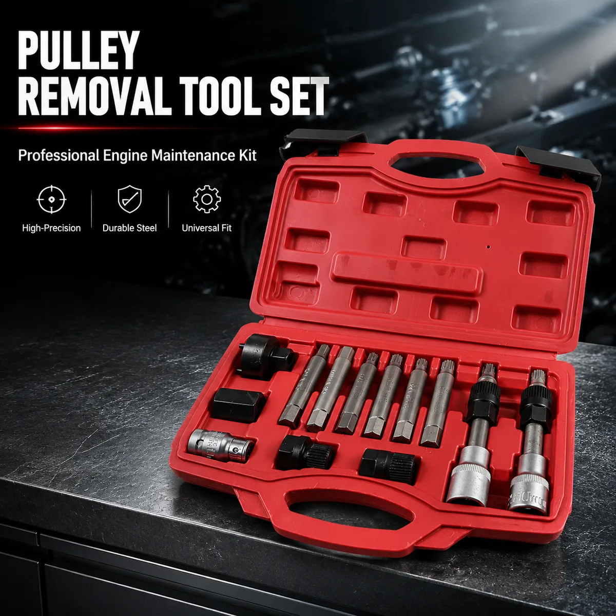 13Pcs Hand Operated OEM Freewheel Pulley Removal Set for Generator and Freewheel Pulley Belt Removal Tool Set image 7