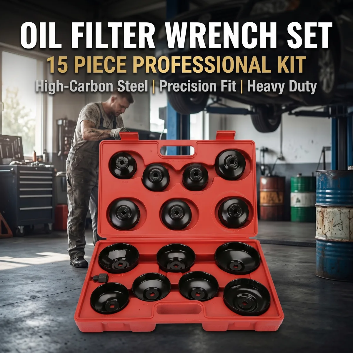 15Pcs Carbon Steel Oil Filter Wrench Set Combination Wrenches Hand Operated OEM Automotive Tool for Easy Oil Filter Replacement image 6