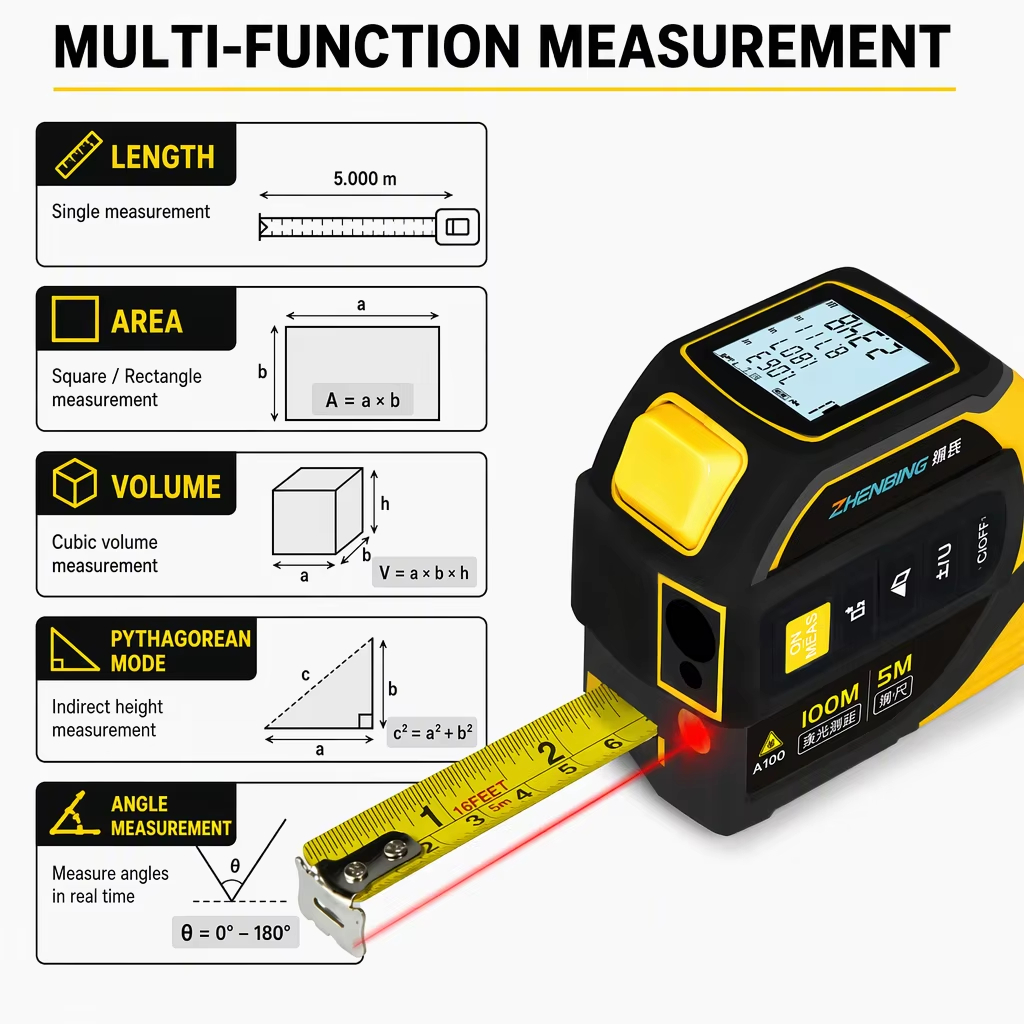 2 in 1 Laser Tape Measure 40M Laser Distance Meter Digital Rangefinder 5M Steel Tape IP54 2mm Accuracy Interior Decoration image 2
