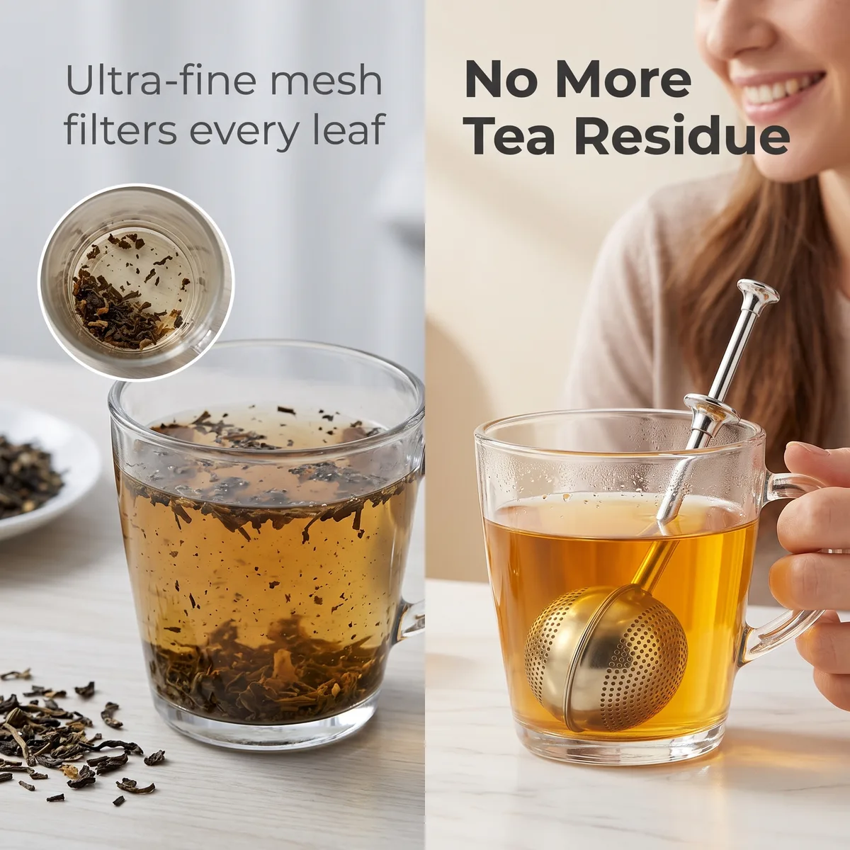 304 Stainless Steel Modern Minimalist Telescopic Press-Style Tea Strainer Flavor Enhancer image 6
