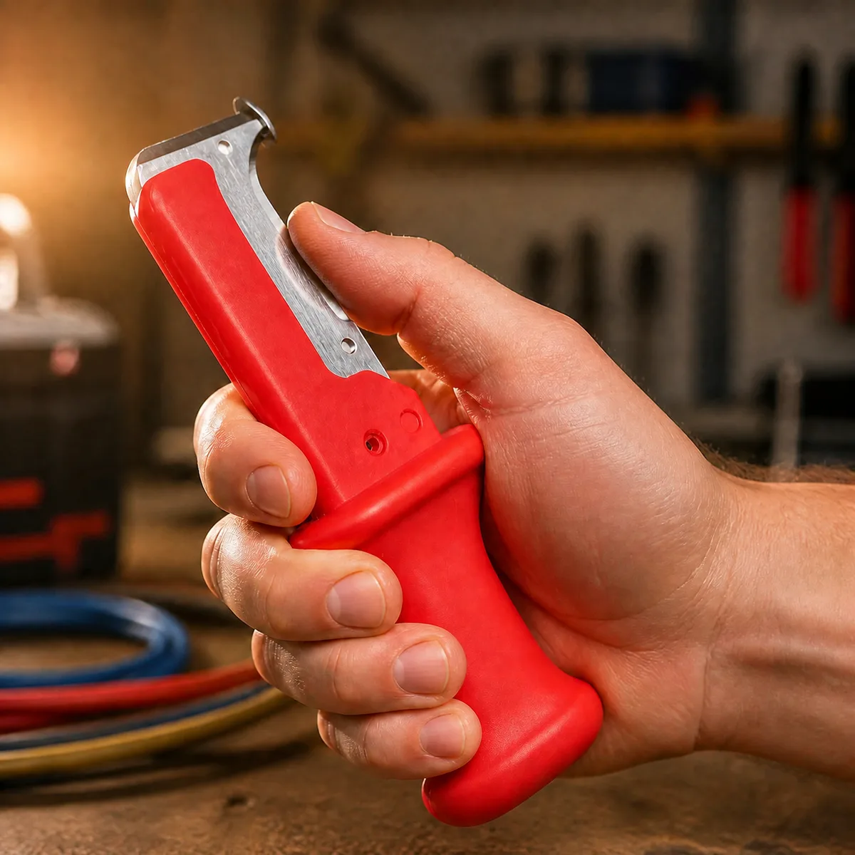 31HS Curved Blade Cable Stripping Knife Manual Electrical Insulation PVC Handle Multifunctional German-Style Tool STL-31 OEM image 6
