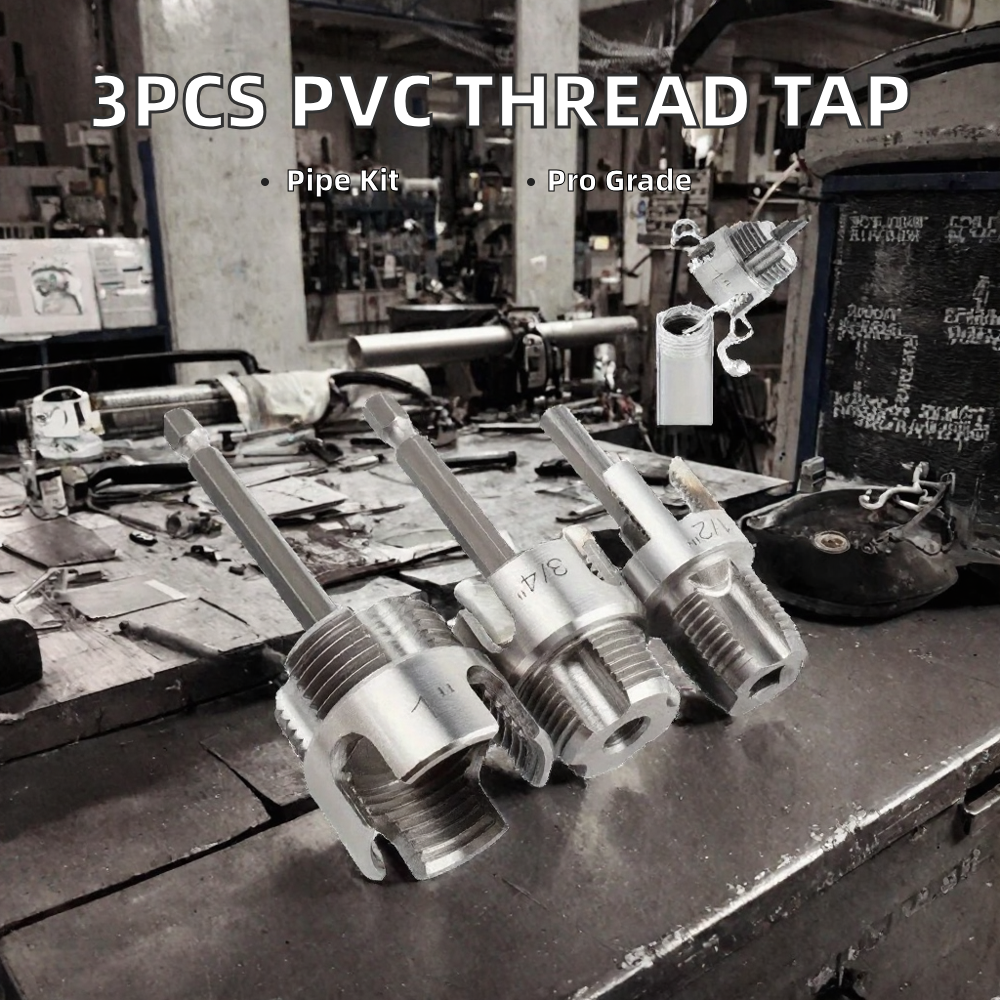3pcs PVC Pipe Threader Kit 1 2 3 4 Inch Internal and External Thread Tap Set for Plumbing Repair image 2