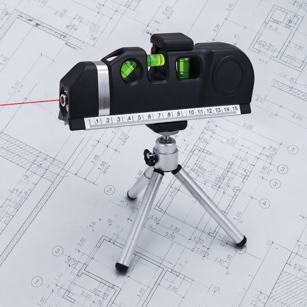 4 in 1 DIY Accurate Multipurpose Laser Level with Tripod Cross Projects Horizontal/Vertical Beam Measures Tape image 2