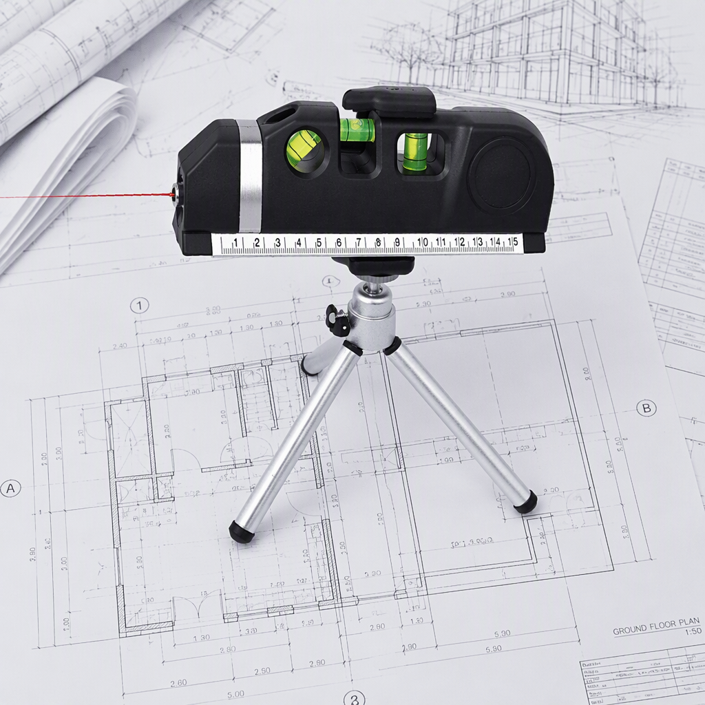 4 in 1 DIY Accurate Multipurpose Laser Level with Tripod Cross Projects Horizontal/Vertical Beam Measures Tape image 6