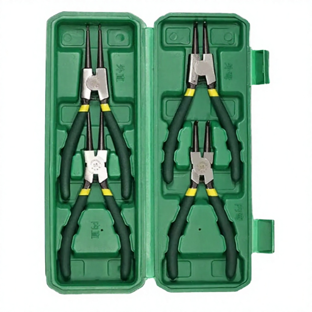 4 Piece Long Nose Circlip Pliers Set Metric Industrial Cutting Pliers Jaw Bend 30 Degree Plastic Molded Handle image 4