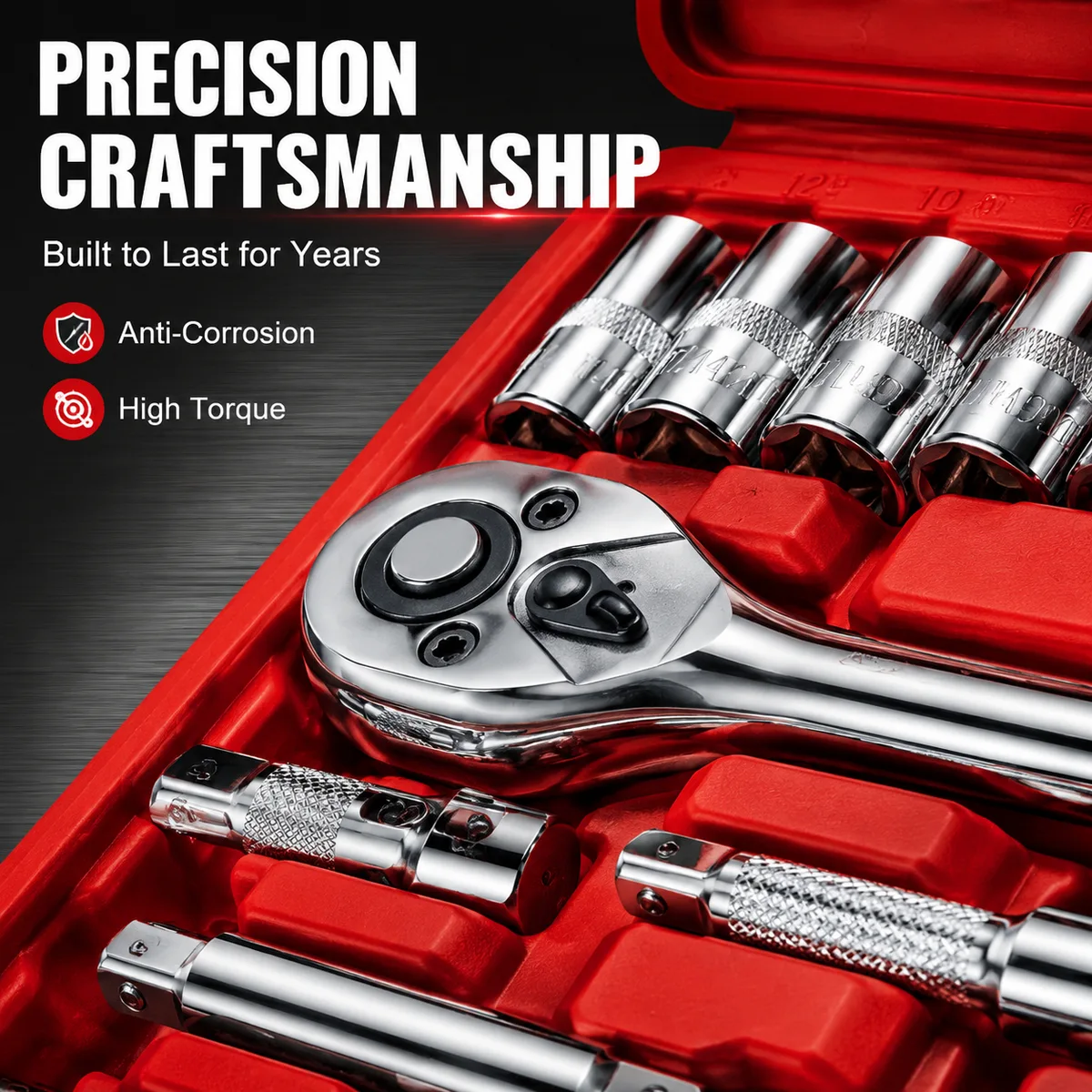 46 Pcs Hand Screwdriver Socket Set Tool Kit with Carbon Steel Bits OEM Customizable Mechanic Tools Set Box image 6