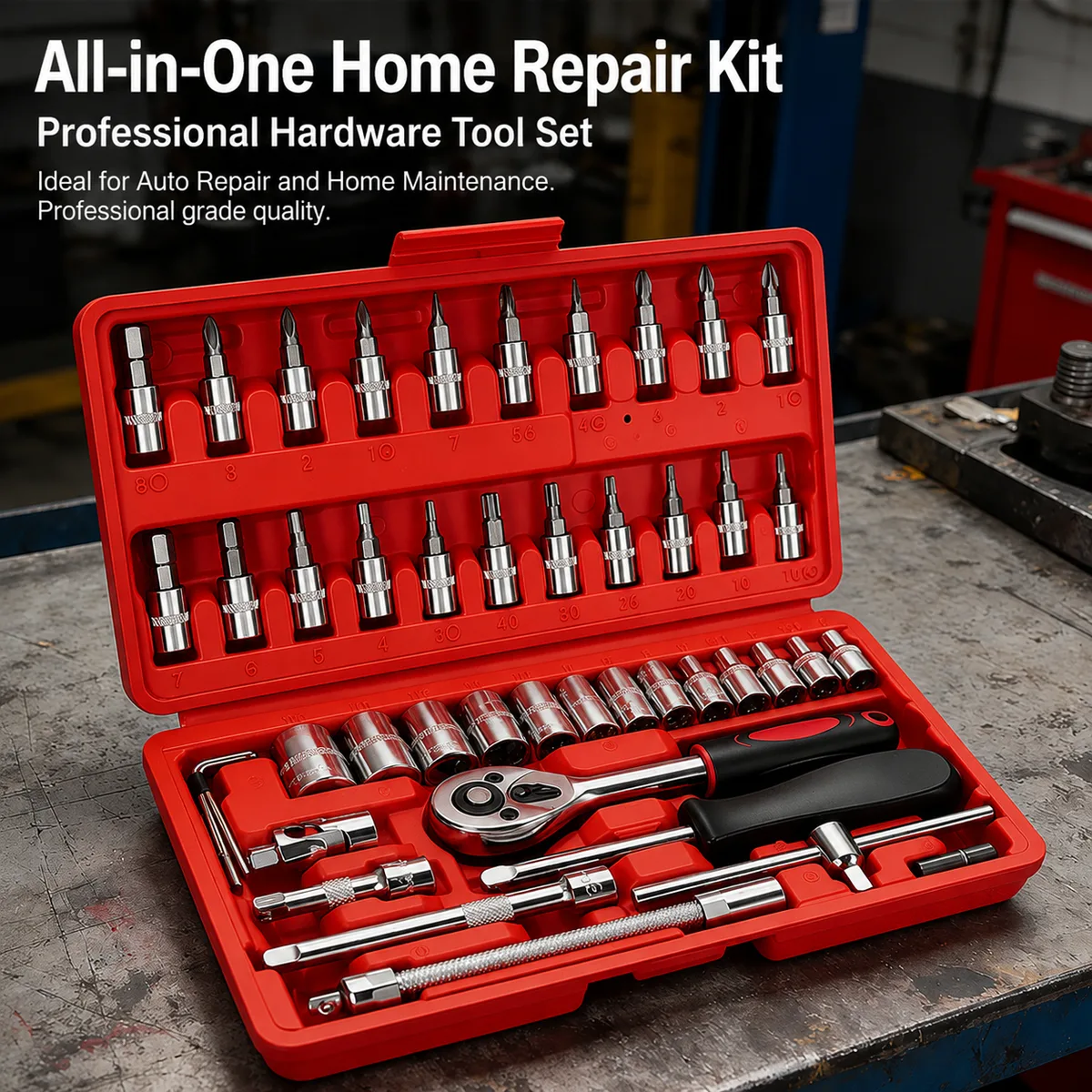 46 Pcs Hand Screwdriver Socket Set Tool Kit with Carbon Steel Bits OEM Customizable Mechanic Tools Set Box image 7