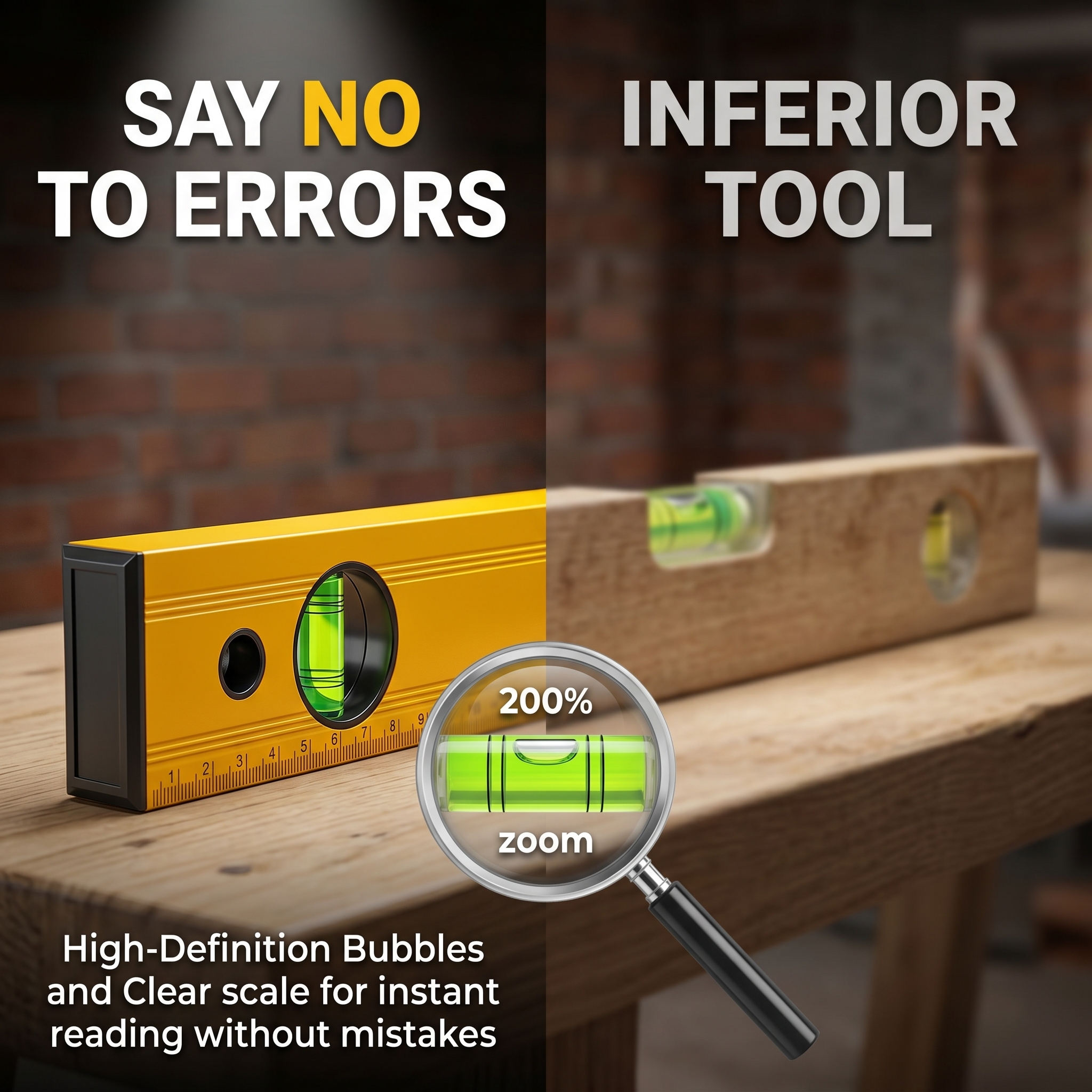 50cm Mini Strong Magnetic Aluminum Alloy Spirit Level with 10mm Accuracy 0-5m Range 45 Emission Angle Grade DIY image 5