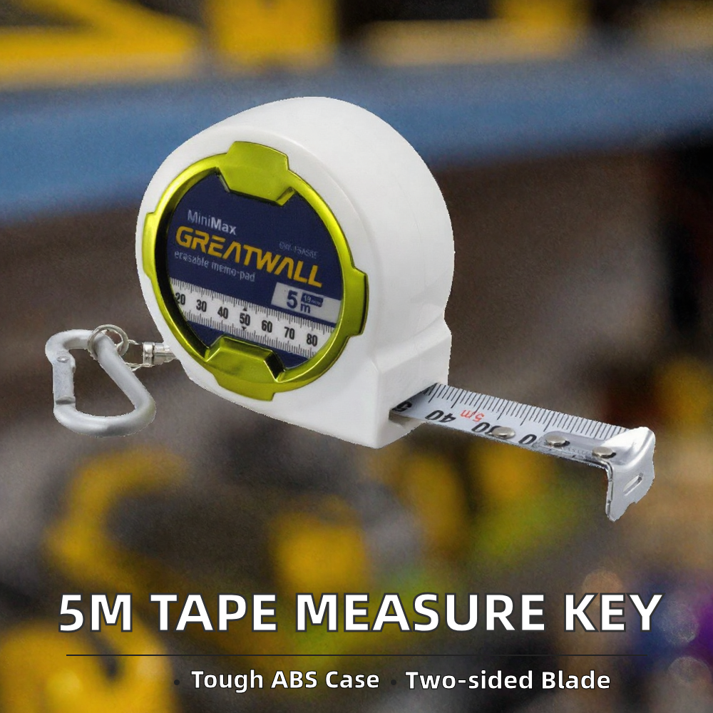 5m/5.5m Metric Self-Winding Measuring Tape with Carabiner ABS Case Keychain Double-Sided Automatic Return image 2