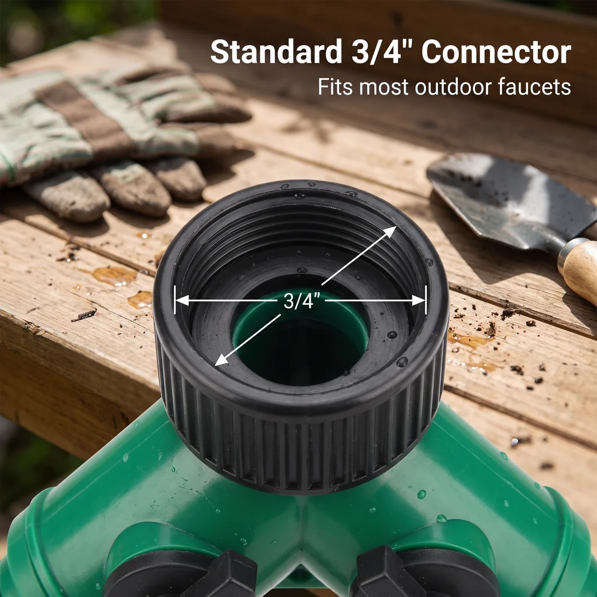 6-way Connector Diverter - Divides Into Two Outlets; External Threaded Faucet Water Distribution Connector image 6