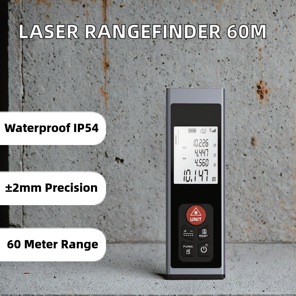 60m Handheld Laser Distance Meter LCD Rangefinder Infrared Measuring Tool for Construction Survey Indoor Renovation image 2
