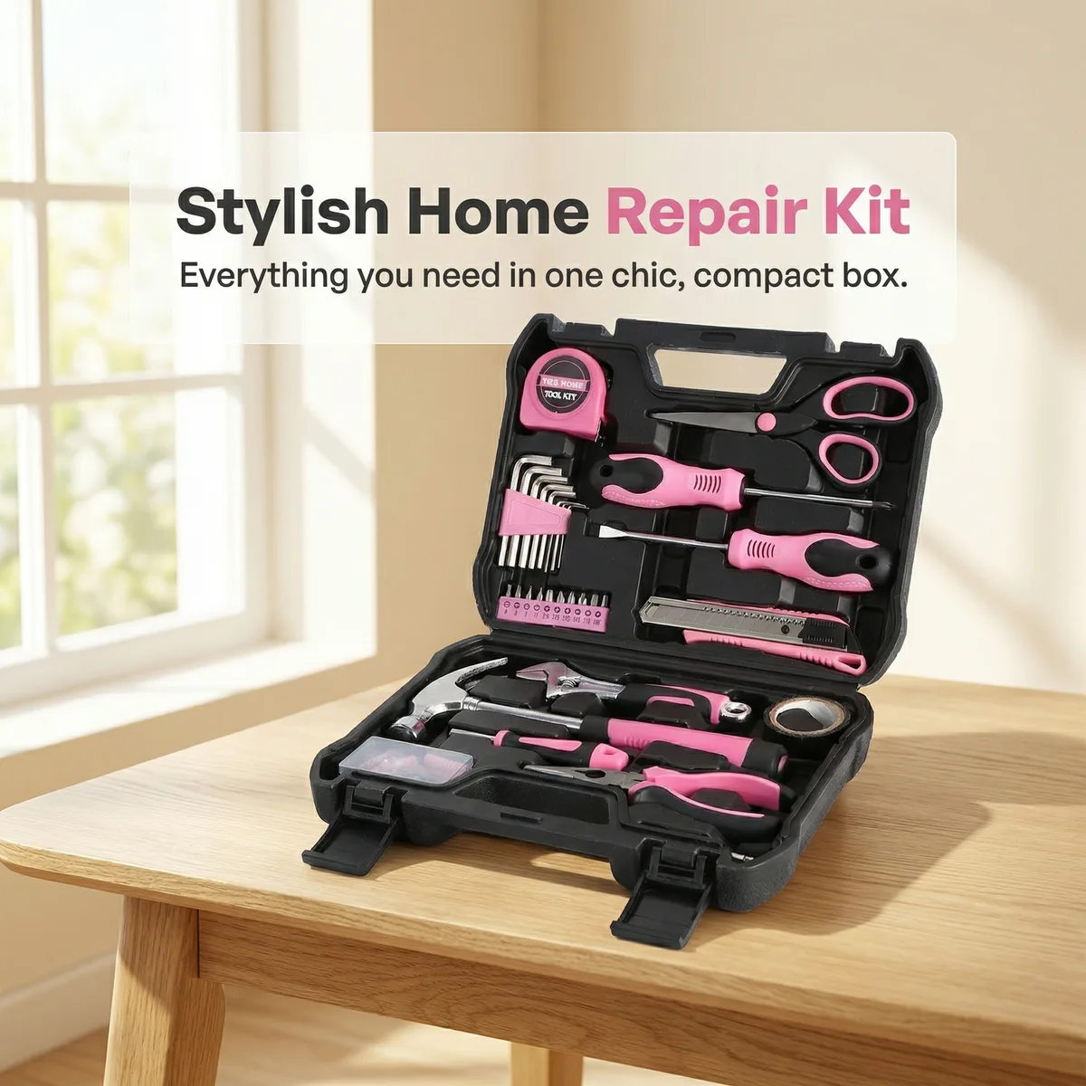 69-Piece Hand Household Hardware Combination Set Carbon Steel Toolbox 1/2-Inch Socket Drive Hammers Drills 1-Year Warranty Home image 5