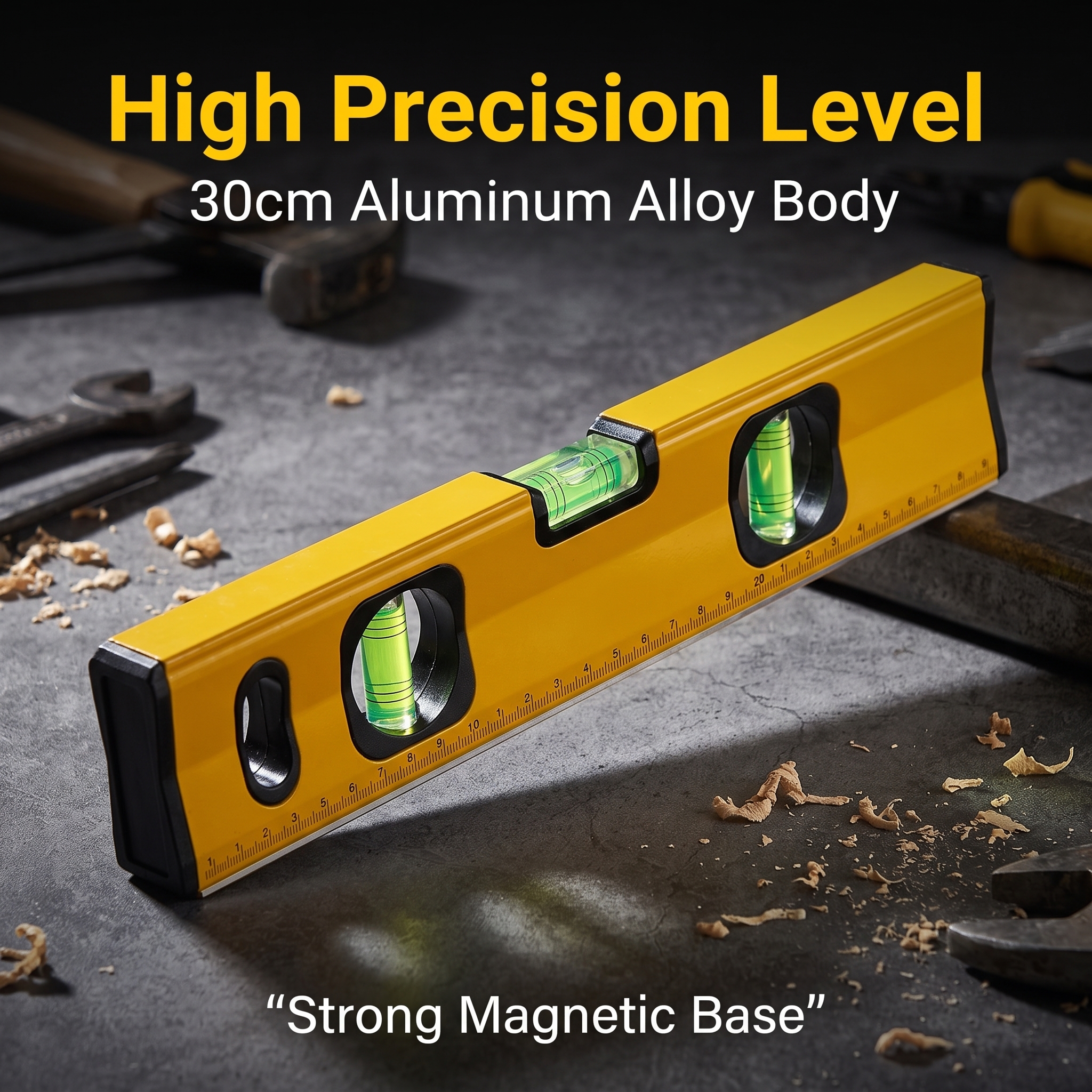 6cm 12in Industrial Grade Small Promotional Flat Precision Magnet Bubble Water Level Ruler with 0-5m Measurement Range image 3