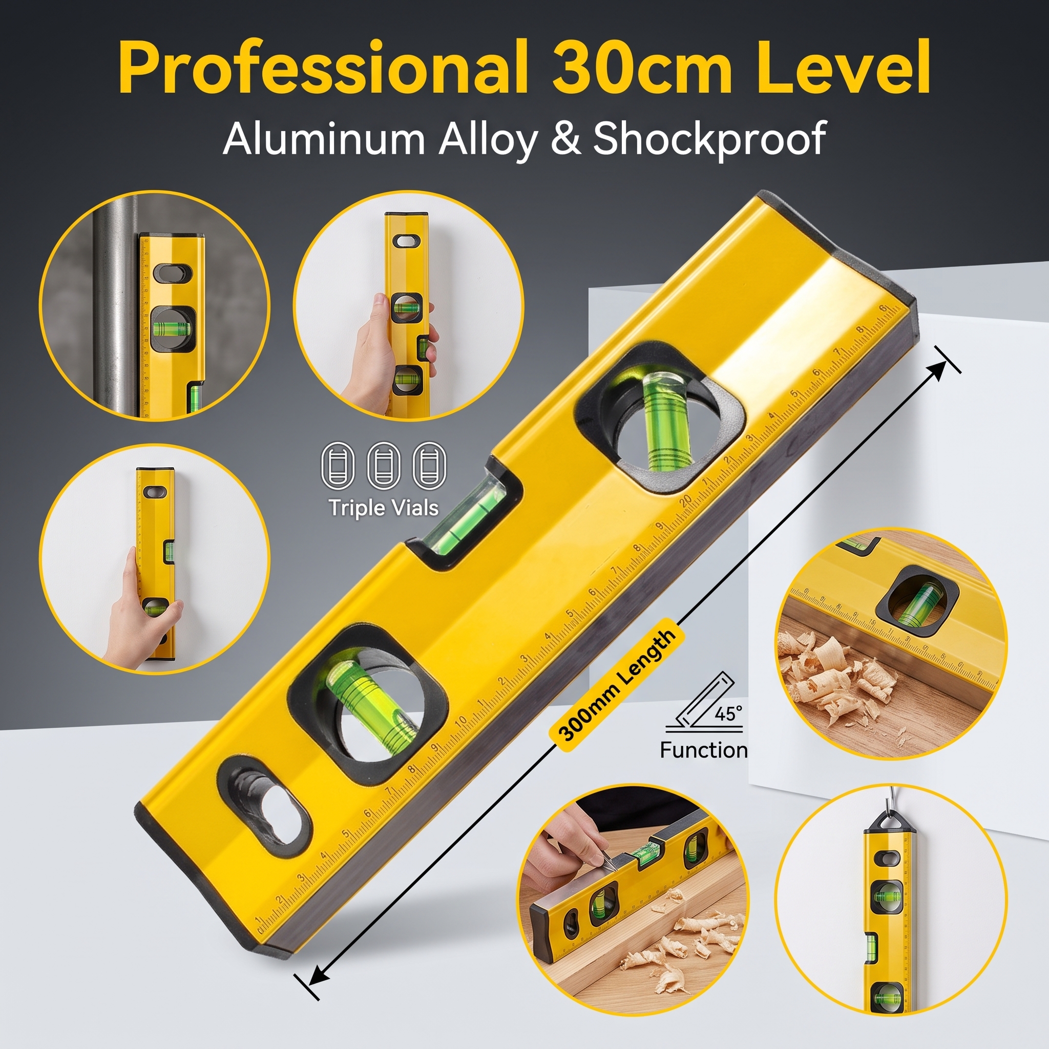 6cm 12in Industrial Grade Small Promotional Flat Precision Magnet Bubble Water Level Ruler with 0-5m Measurement Range image 6