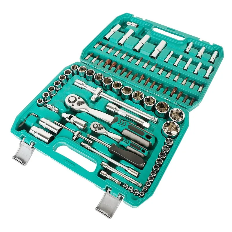 94-Piece Heavy Duty Hand Tools Ratchet Wrench Set Sockets Extensions Hex Keys (High Carbon Steel) for Industrial Machinery image 3