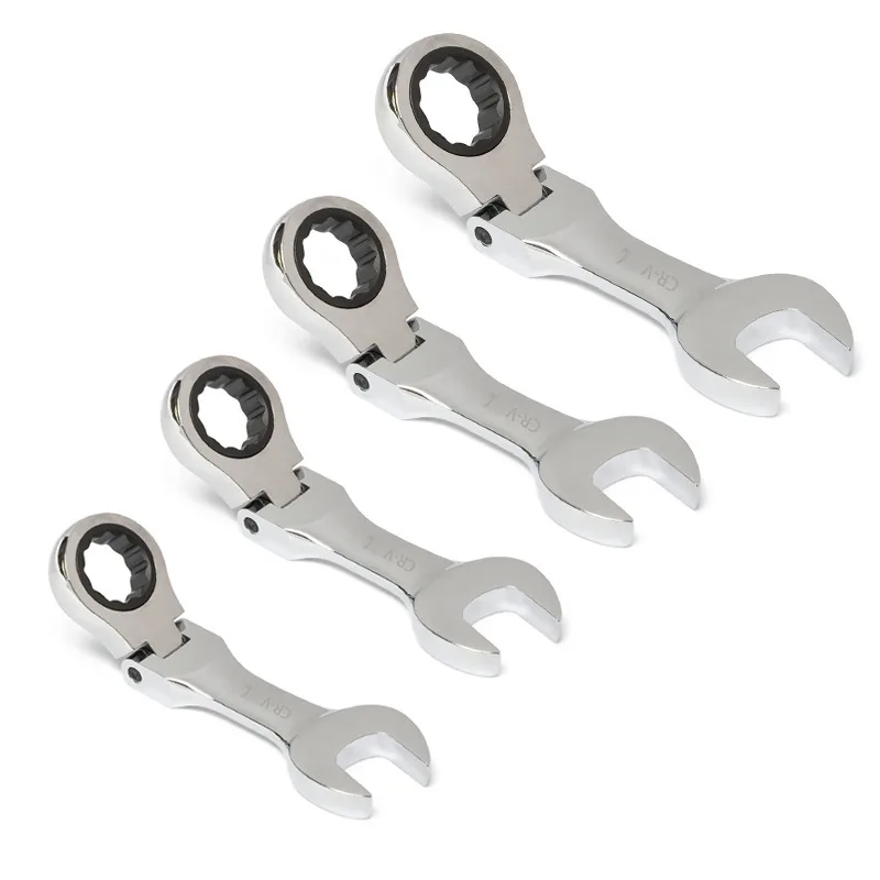 Activity Short Handle Metric Carbon Steel OEM Wrench Mini Open Quick Two-way Auto Repair Labor-saving Hardware Tool image 4