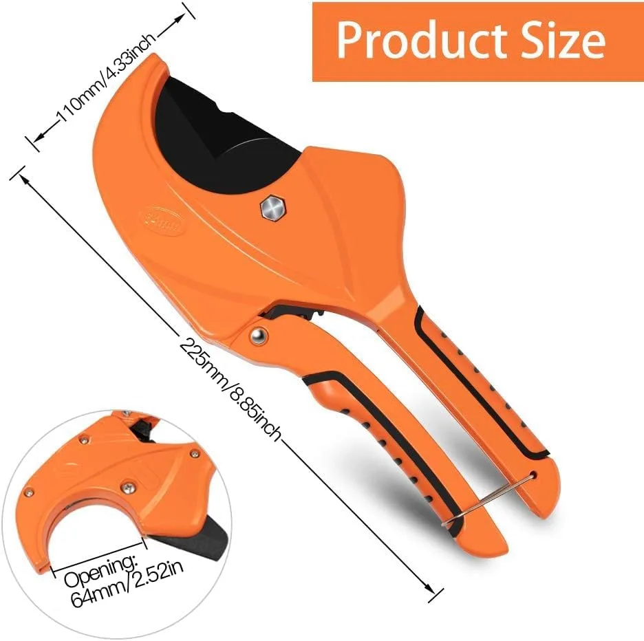 Pvc Pipe Cutter Ratchet Hoses 2-1/2" SK5 Plastic Stainless Cuts image 3