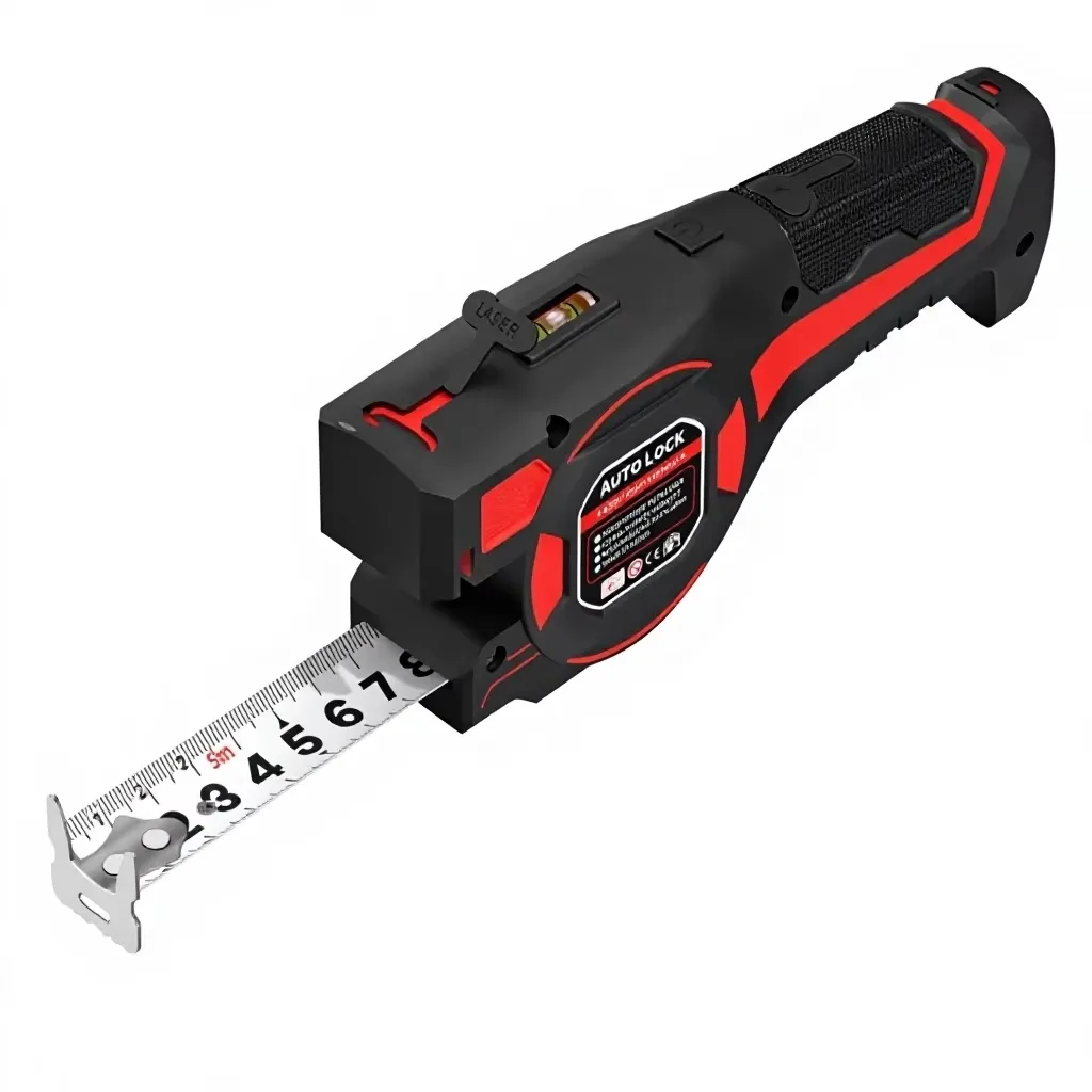 All-in-One Professional 5m Metric Self-Winding Measuring Tape with Auto Lock and Laser Distance Ranging Green Laser Tool image 2