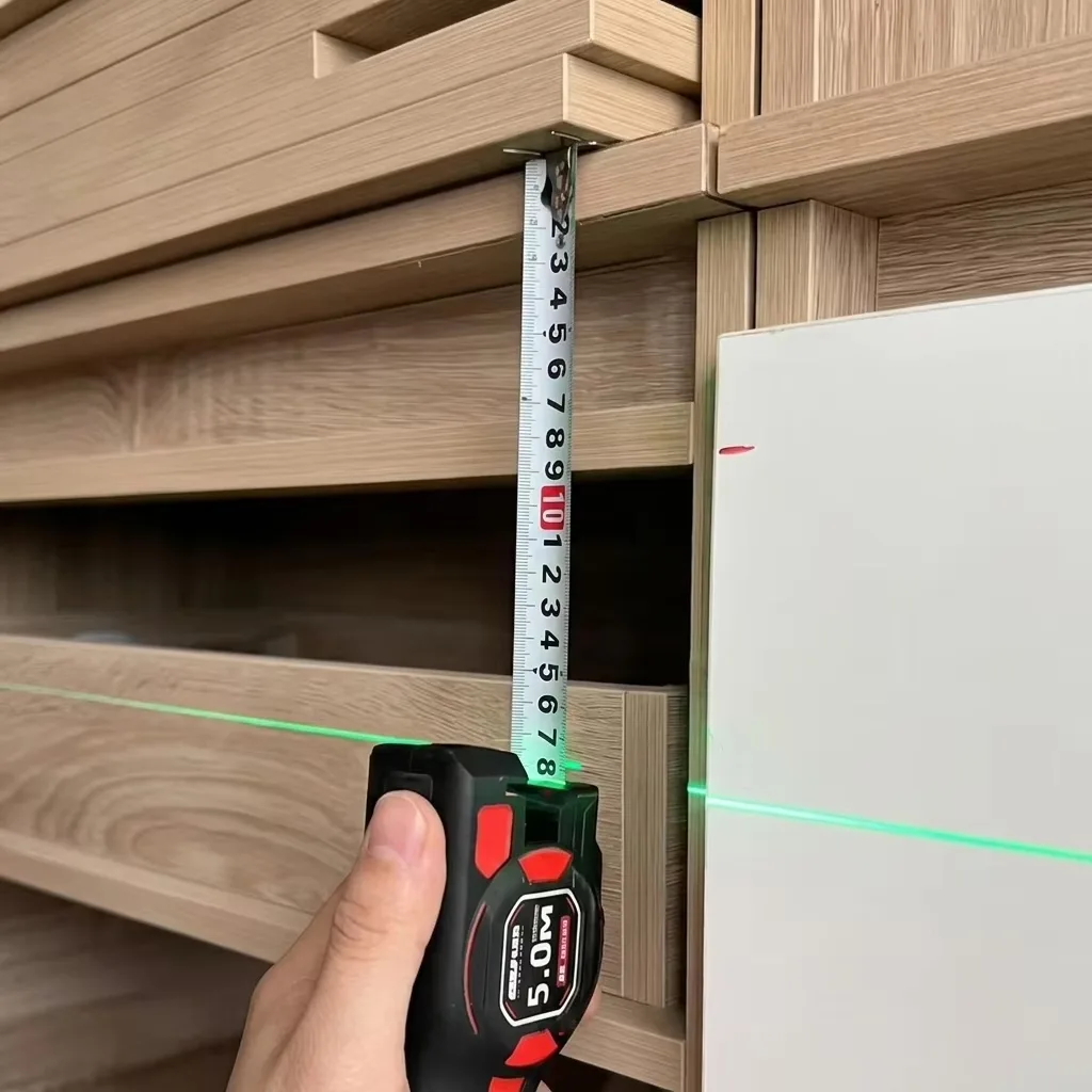 All-in-One Professional 5m Metric Self-Winding Measuring Tape with Auto Lock and Laser Distance Ranging Green Laser Tool image 4