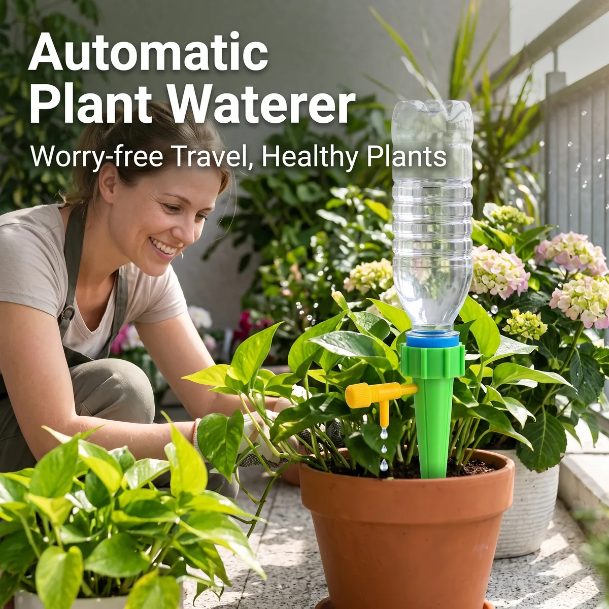 Automatic Drip Irrigation System STL-SG2114 PP Material Green/Black Flower Pots for Succulents Plants Home Gardening image 4