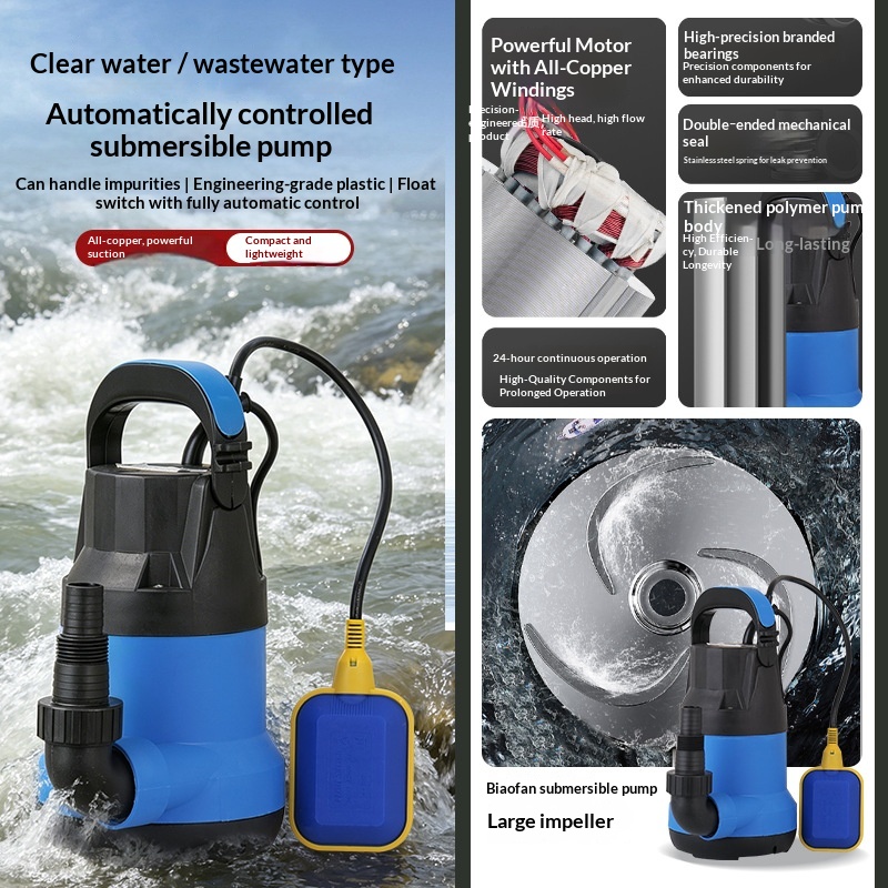 Automatic Plastic Submersible Water Pump Electric 400W 550W 750W Garden Basement Drainage image 4