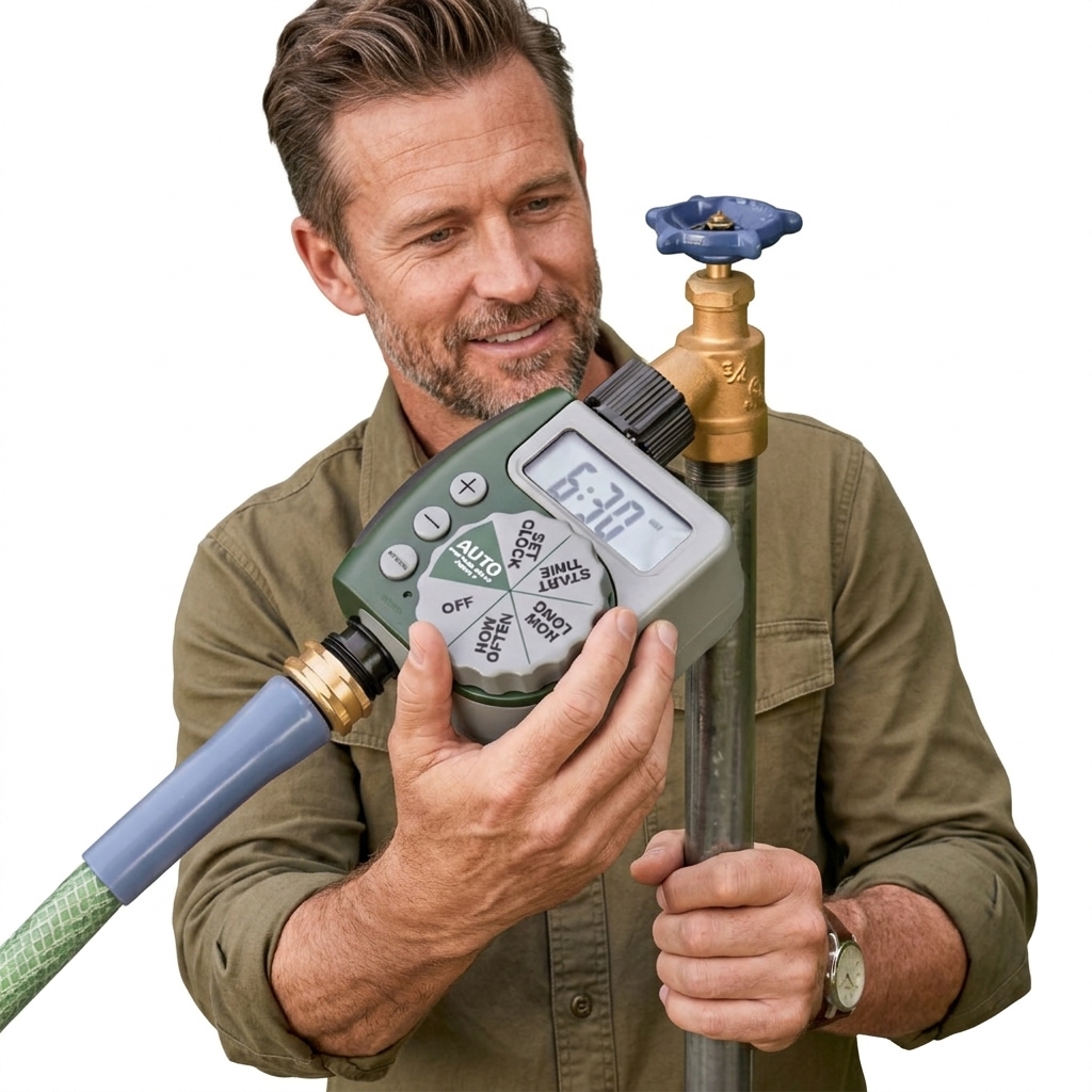 Battery Operated Automatic Watering Sprinkler System Irrigation Controller Analogue Programmable Garden Water Hose Plastic image 4