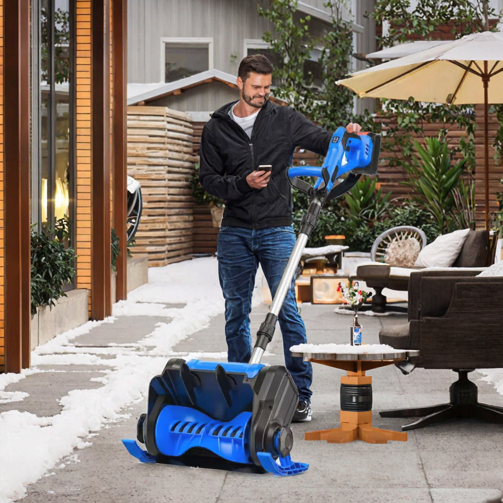 BORNRIN Cordless Brushless Snow Blower 21V 4.0Ah Battery 120mph Max Air Speed for Garden Courtyard & Street image 6