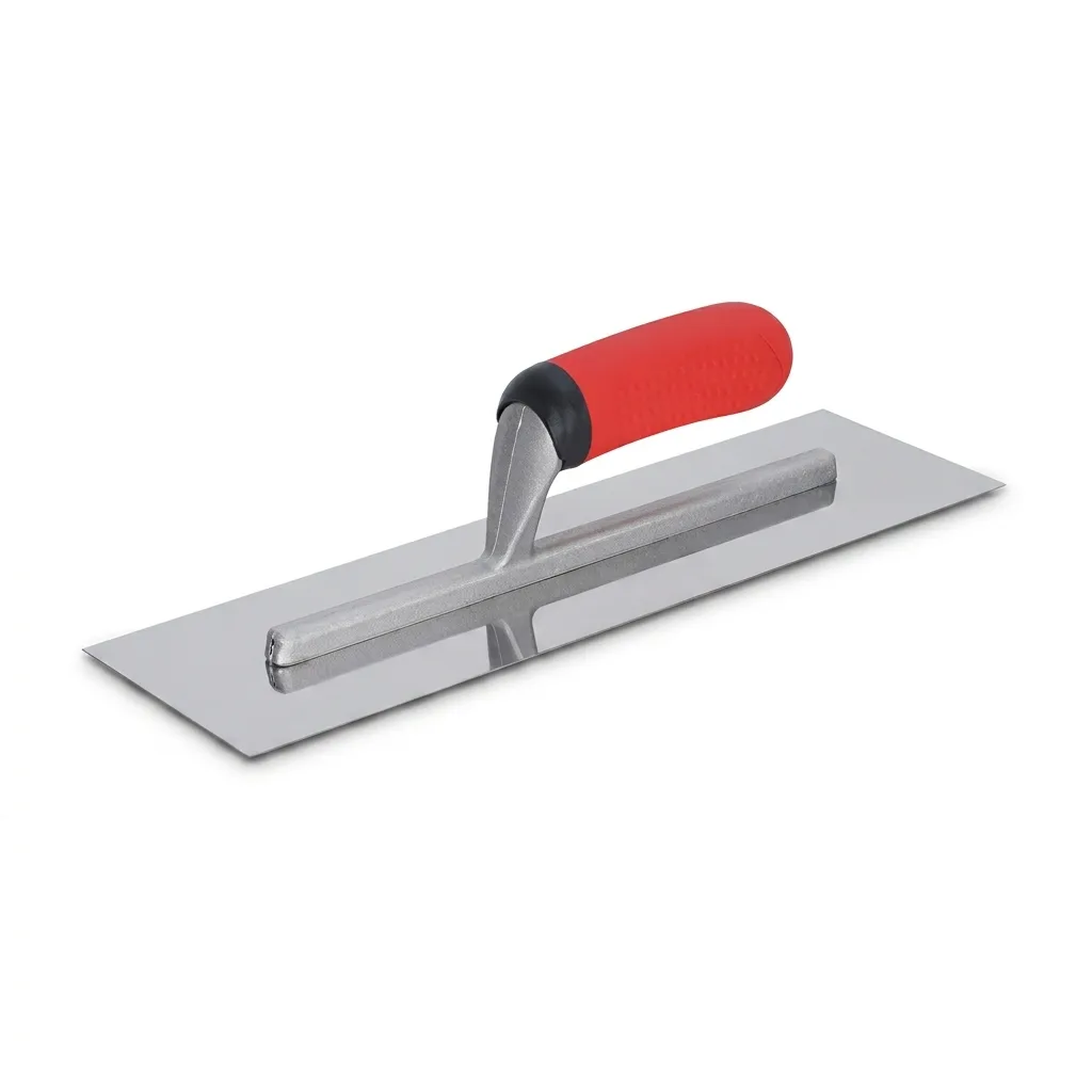 Carbon Steel Flat Squared Finishing Trowel 10.9x4.4in Ergonomic Handle Anti-Slip Texture DIY Concrete Plaster Tile Work image 2