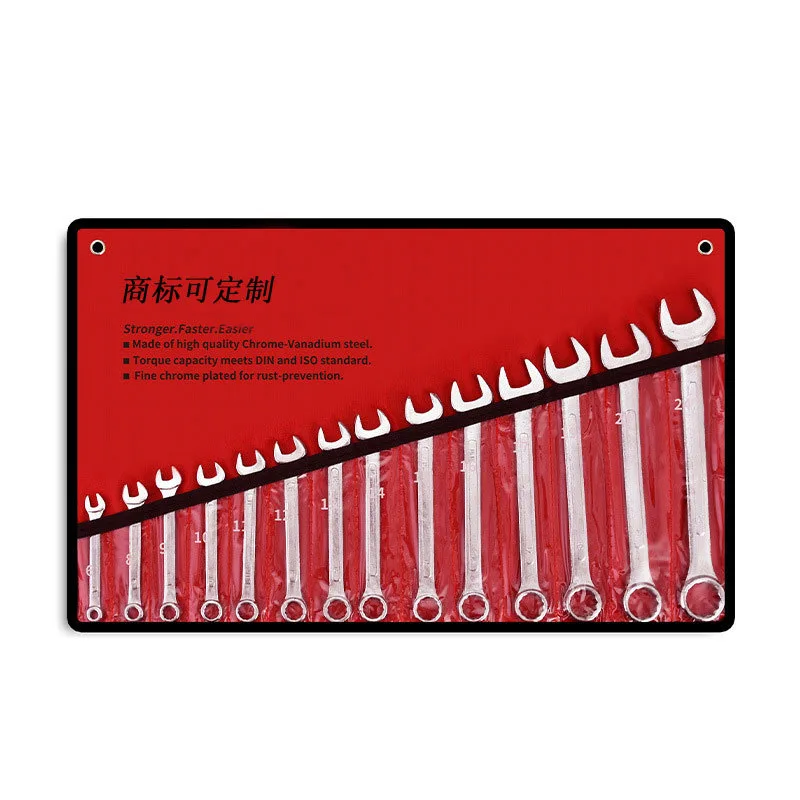Carbon Steel Metric 6-24 mm 14pcs DIY OEM Combination Wrench Set image 3