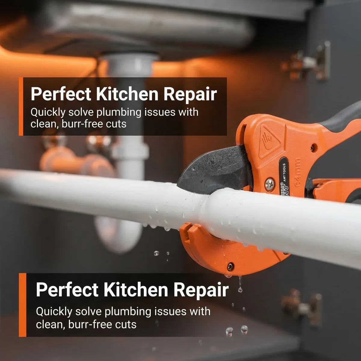 Clamp-On Pipe Cutter Aluminum Alloy Handle Body Powder Coating 65Mn Coated Blade HRC 55 Hardness for Home image 6