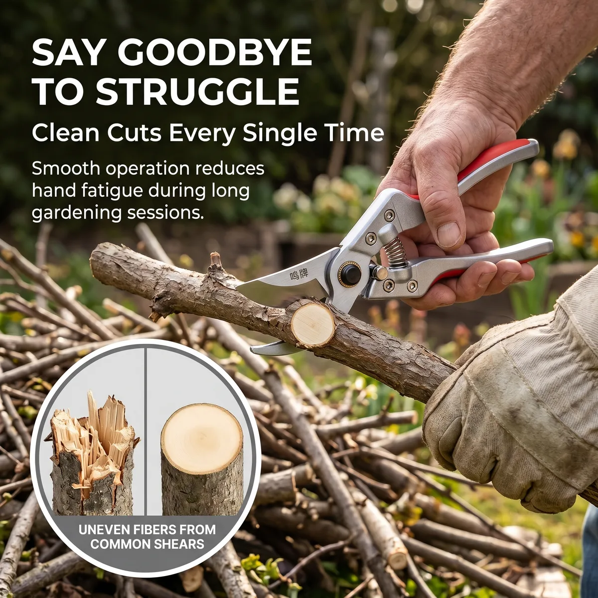 Classic High Performance Garden Scissors China Made Hand Pruner SK5 Blade Anti-Slip Grip PTFE Coated Tree Trimmer image 4