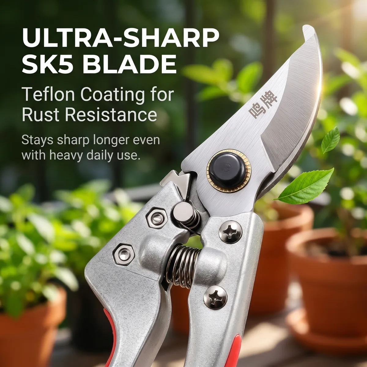 Classic High Performance Garden Scissors China Made Hand Pruner SK5 Blade Anti-Slip Grip PTFE Coated Tree Trimmer image 5