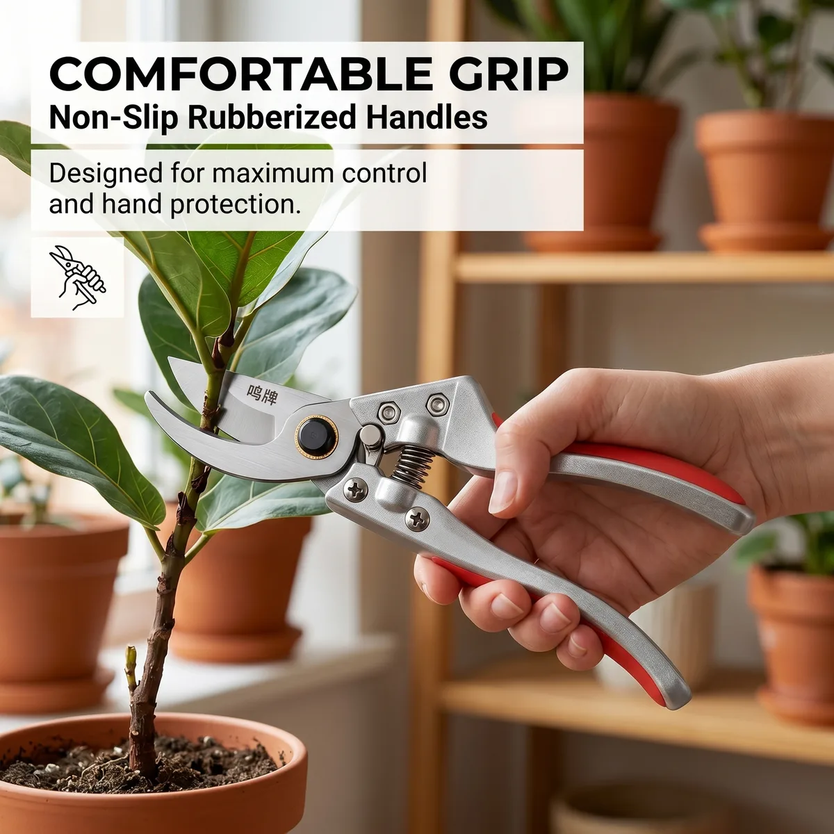 Classic High Performance Garden Scissors China Made Hand Pruner SK5 Blade Anti-Slip Grip PTFE Coated Tree Trimmer image 6