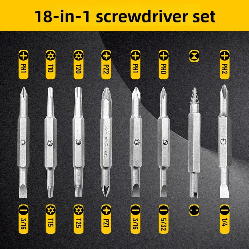 Clearance 18-in-1 Screwdriver Head Combination Manual Screwdriver Set Professional Buffer Grip Bit Magnetic image 4