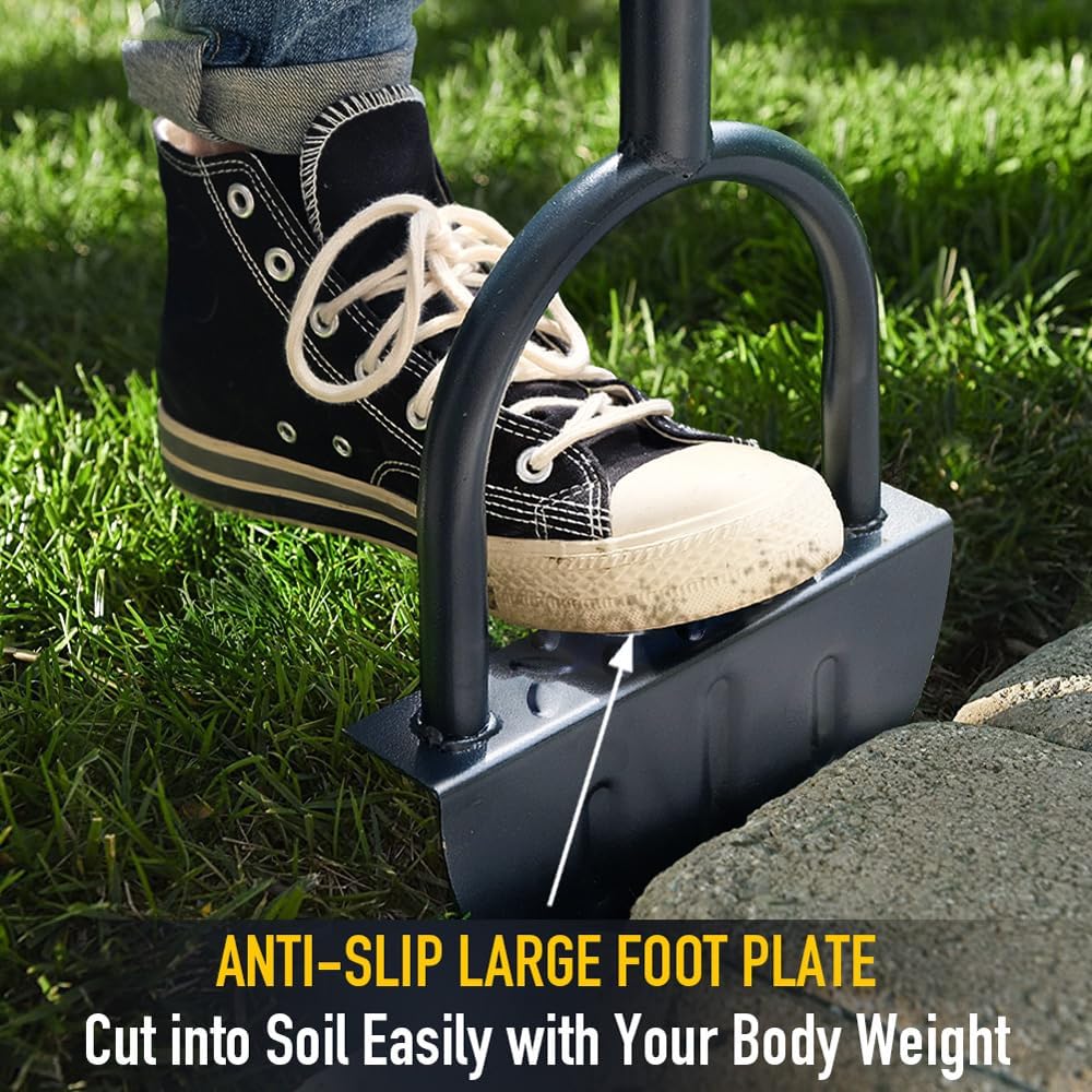 Colwelt DIY Manual Saw-Tooth Edger with Half Moon Design T-Grip Steel Handle 38-Inch Carbon Steel Sidewalk Grass Edging Tool image 5