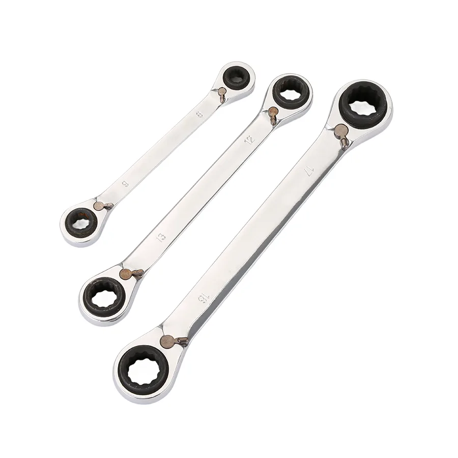 CR-V Customizable OEM Metric Chrome Finish Dual-End Open End Ring Wrench Sets Ratchet Combination Wrench for Auto Repair image 2