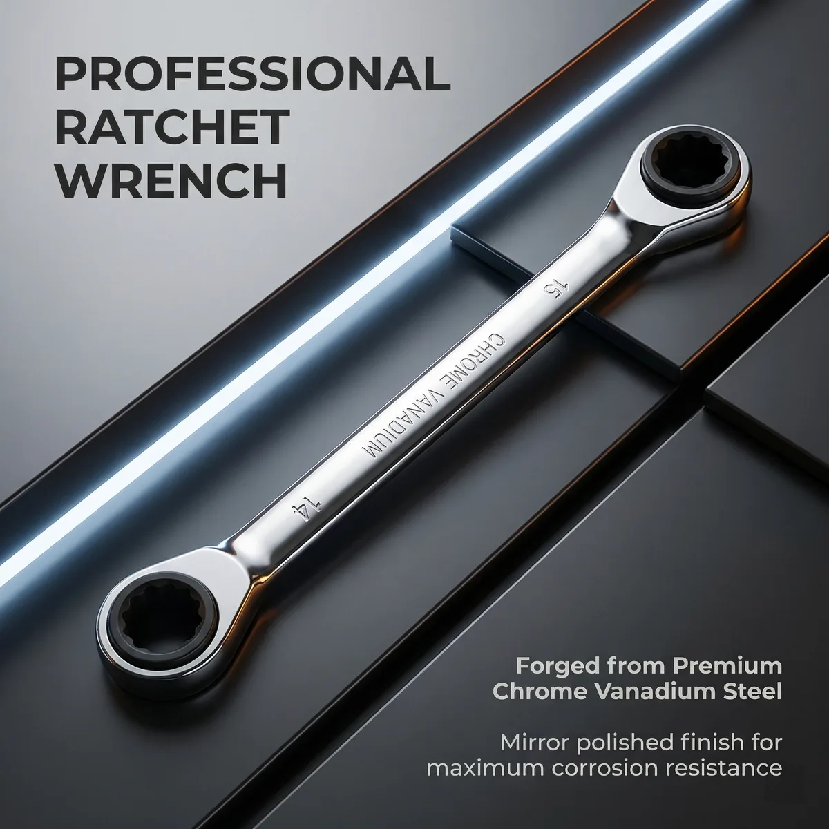 CR-V Customizable OEM Metric Chrome Finish Dual-End Open End Ring Wrench Sets Ratchet Combination Wrench for Auto Repair image 3