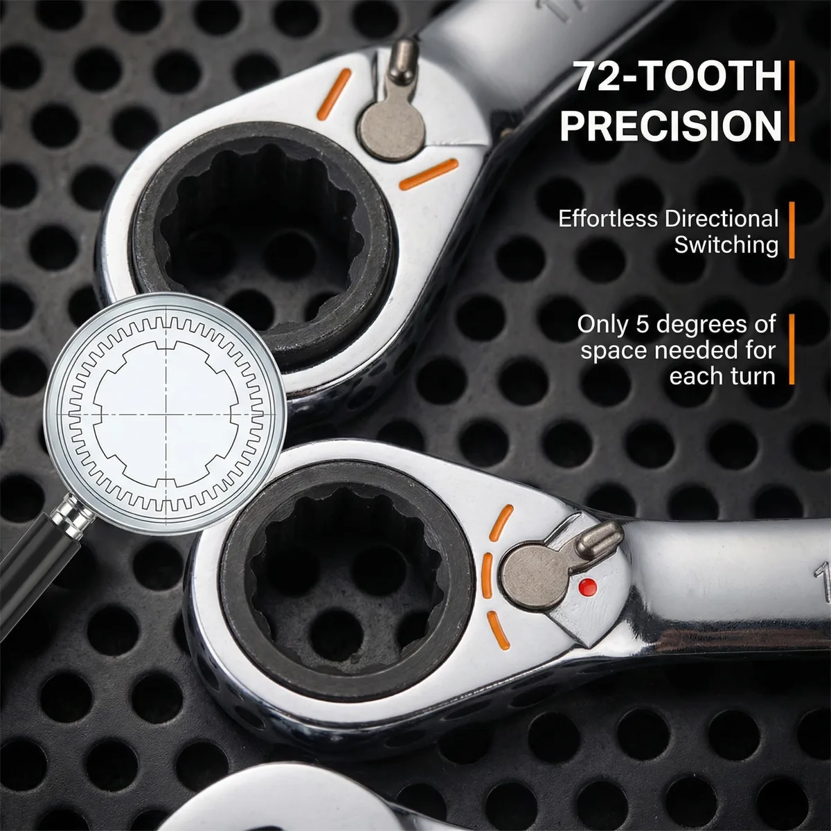 CR-V Customizable OEM Metric Chrome Finish Dual-End Open End Ring Wrench Sets Ratchet Combination Wrench for Auto Repair image 4