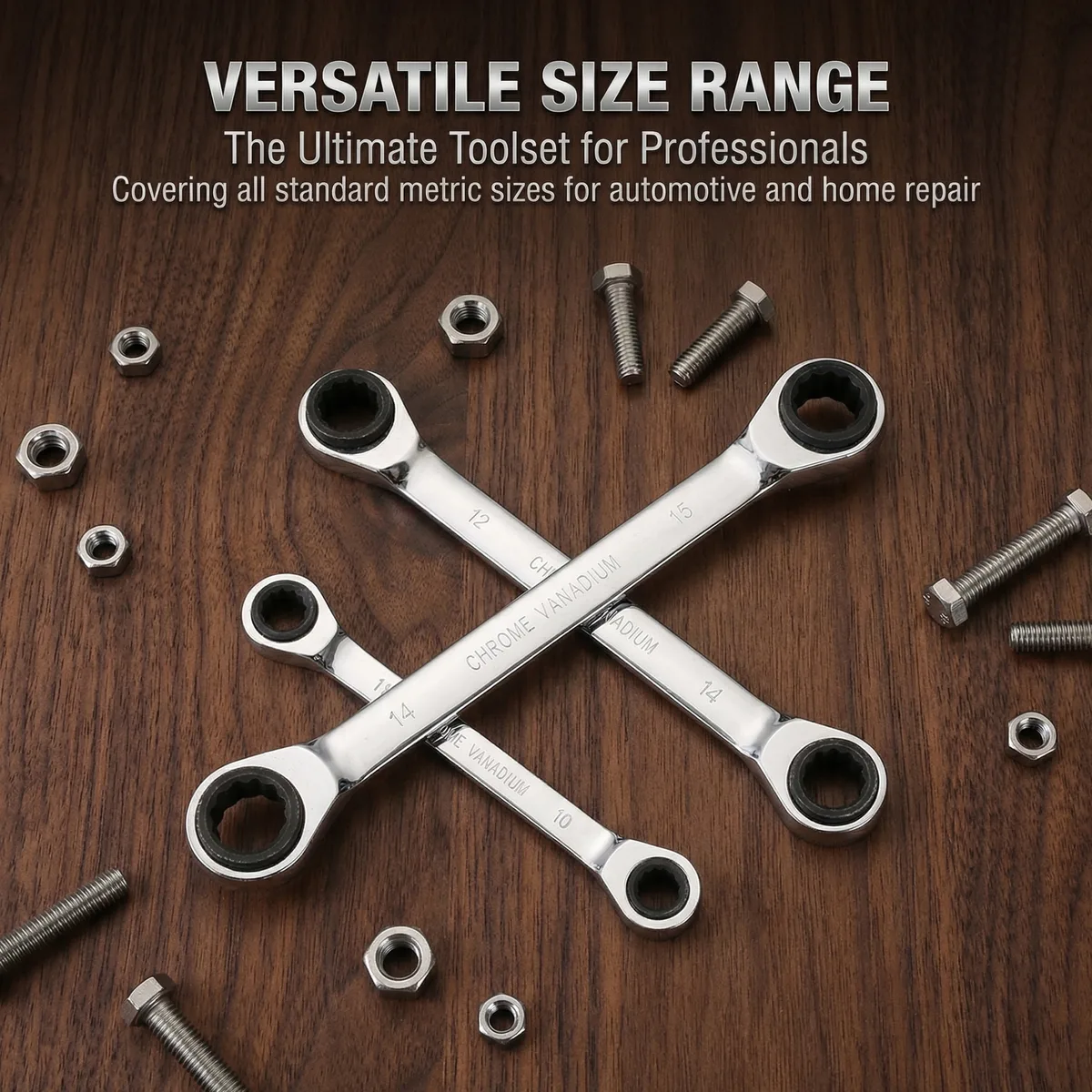 CR-V Customizable OEM Metric Chrome Finish Dual-End Open End Ring Wrench Sets Ratchet Combination Wrench for Auto Repair image 5