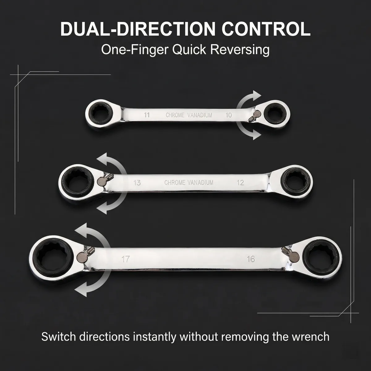 CR-V Customizable OEM Metric Chrome Finish Dual-End Open End Ring Wrench Sets Ratchet Combination Wrench for Auto Repair image 6