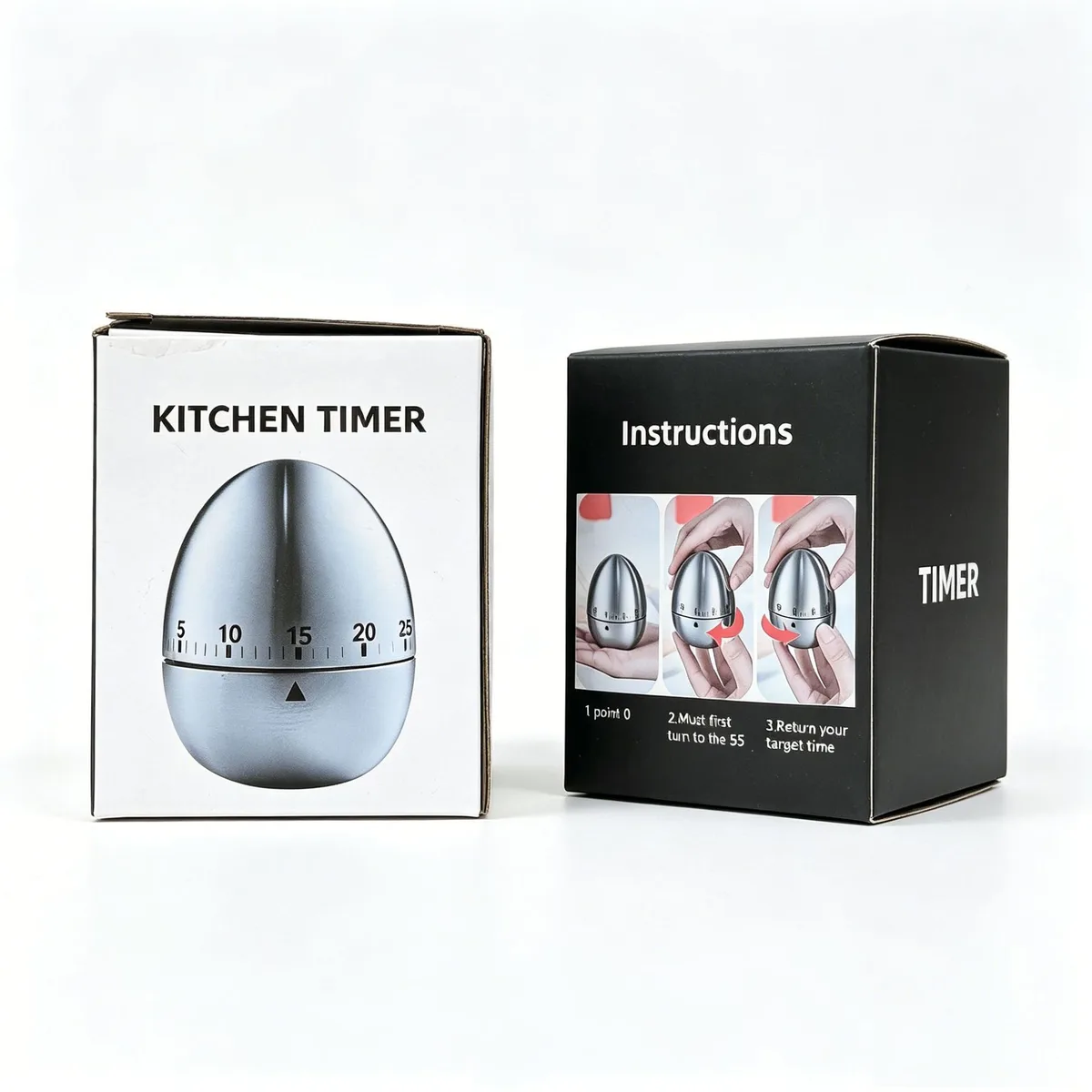 Creative Kitchen Metal Mechanical Timer Egg-Shaped 60-Minute Waterproof LCD Display Student Timekeeper for Baking Cooking image 5