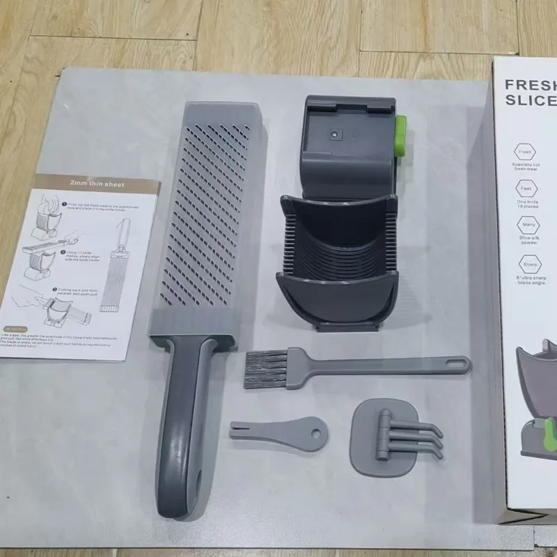 Cross-border Bestseller Metal Manual Kitchen Meat Slicer Stainless Steel Bladehome Use Slices Shreds Dices Minces Fresh Meat image 3