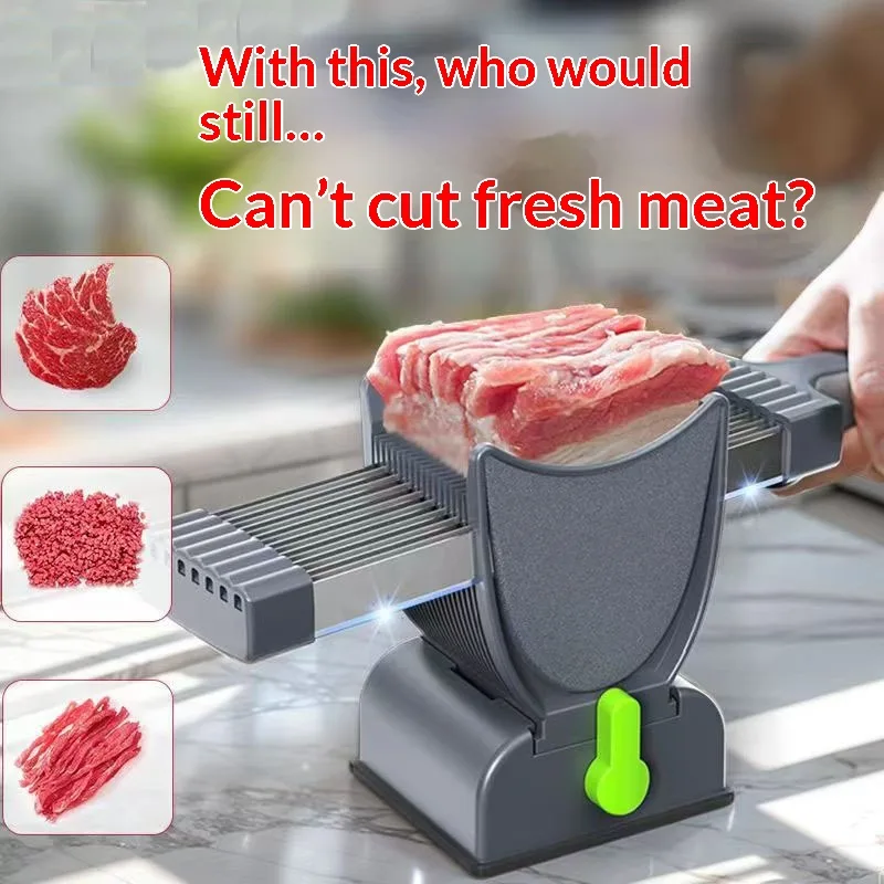 Cross-border Bestseller Metal Manual Kitchen Meat Slicer Stainless Steel Bladehome Use Slices Shreds Dices Minces Fresh Meat image 6