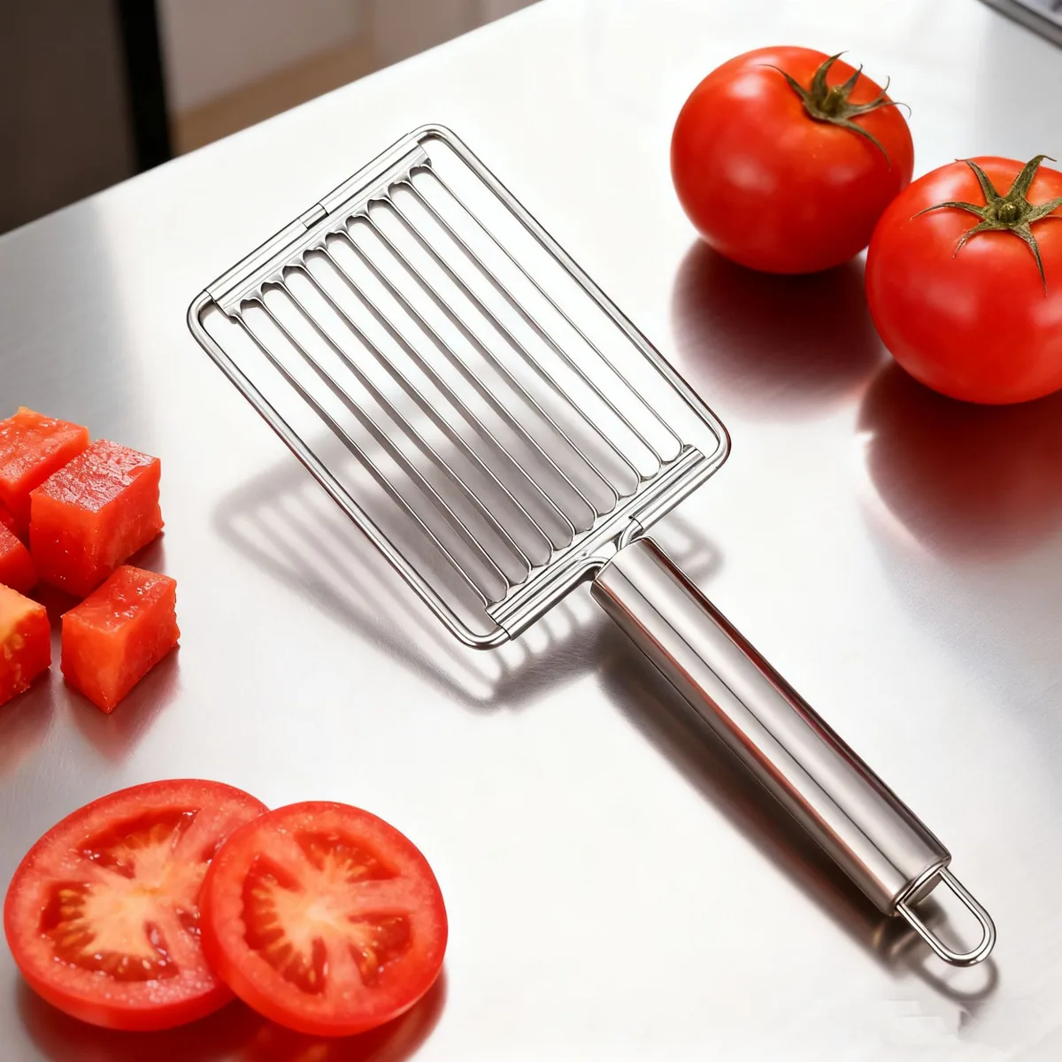 Cross-border Hand Manual Stainless Steel Multi-function Slicer Fruit Cutter for Ham Luncheon Meat & Tomato image 4