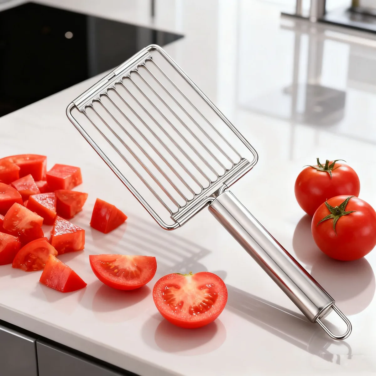 Cross-border Hand Manual Stainless Steel Multi-function Slicer Fruit Cutter for Ham Luncheon Meat & Tomato image 5